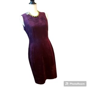 Dress Sheath Suede Faux Plum Calvin Klein  (6)